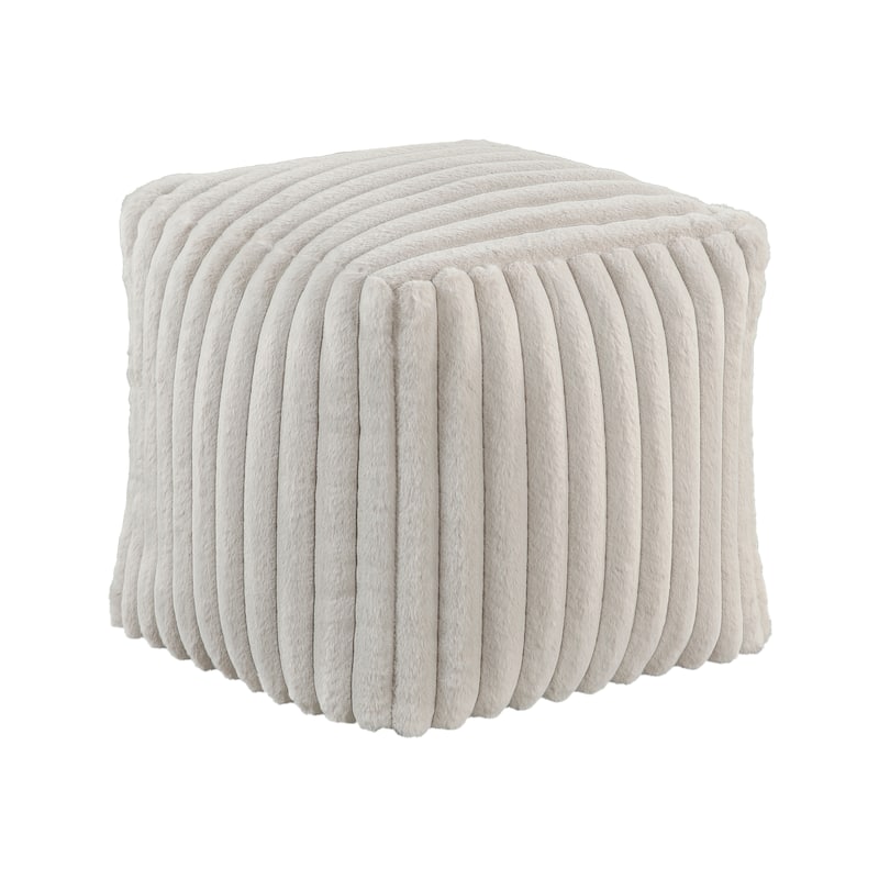 Square Pouf Plush Off Corduroy Fabric Upholstery Modern Ottoman, Footstool, NonSlip Floor Pouf, Bean Bag Chair, 1pc Sitting Pouf