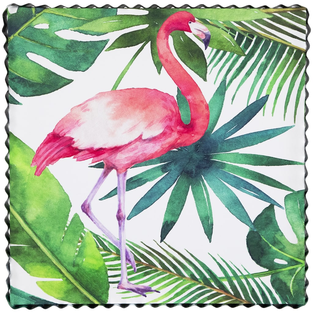Pink Flamingo Tropical Framed Canvas Wall Art - 12"