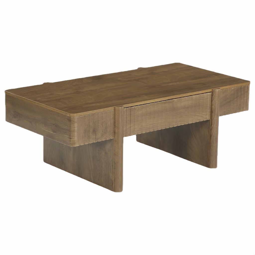 47.24" Rectangular Wood Coffee Table With 2 Storage Drawers For Living Room