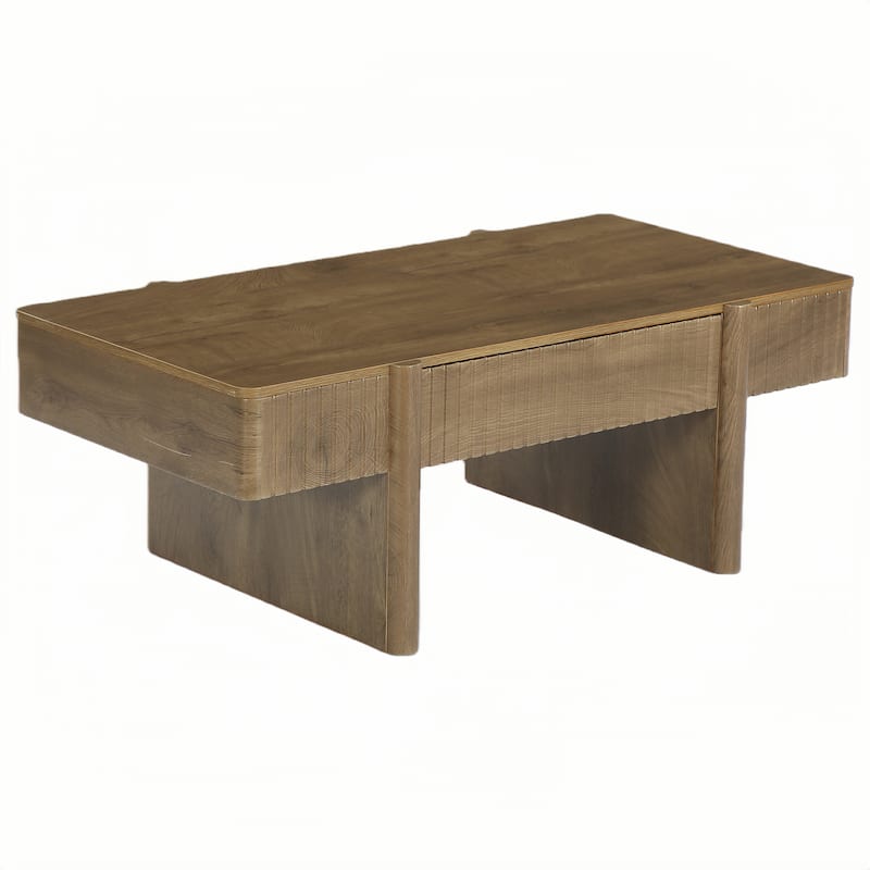 47.24" Rectangular Wood Coffee Table With 2 Storage Drawers For Living Room - Brown