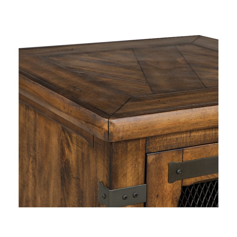 Magnussen Home Chesterfield Farmhouse Timber Chairside End Table - 19''W x 19''D x 26''H