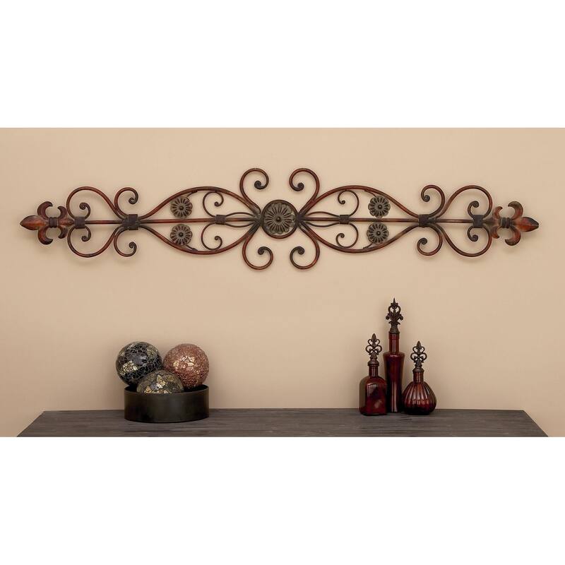 Metal Scroll Home Wall Decor - Brown - Roche River Decor