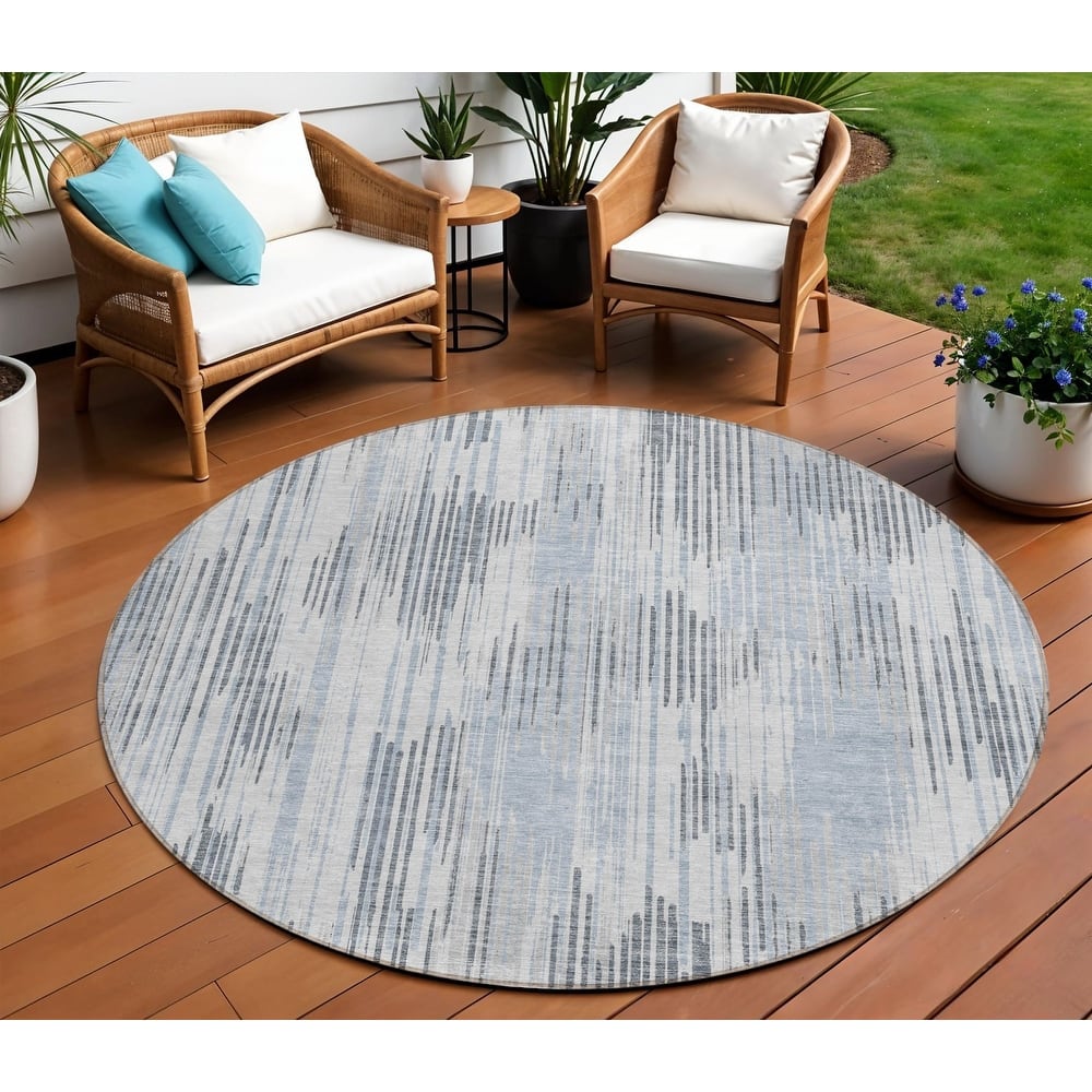 HomeRoots Striped Transitional Rectangle Outdoor Rug