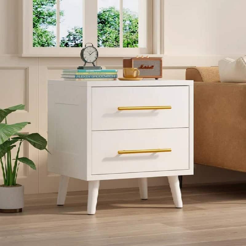 Modern Nightstand Bedside Table Storage, Side End Table for Bedroom with 2 Drawers