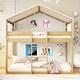 preview thumbnail 8 of 9, Twin Over Twin Size Wooden Bunk Bed with Tent