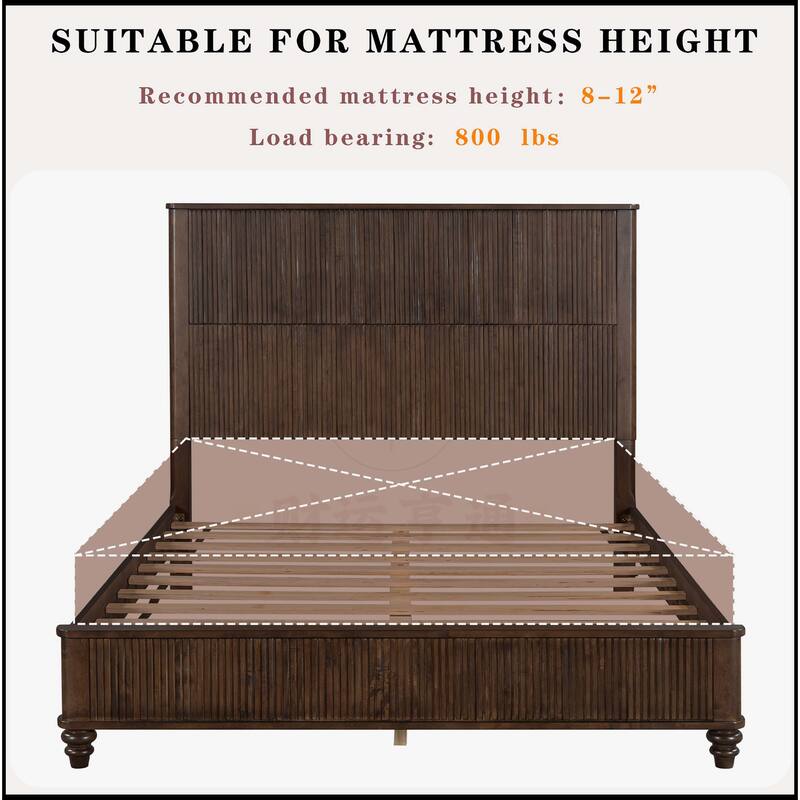 Queen Platform Bed Frame with Tall Headboard