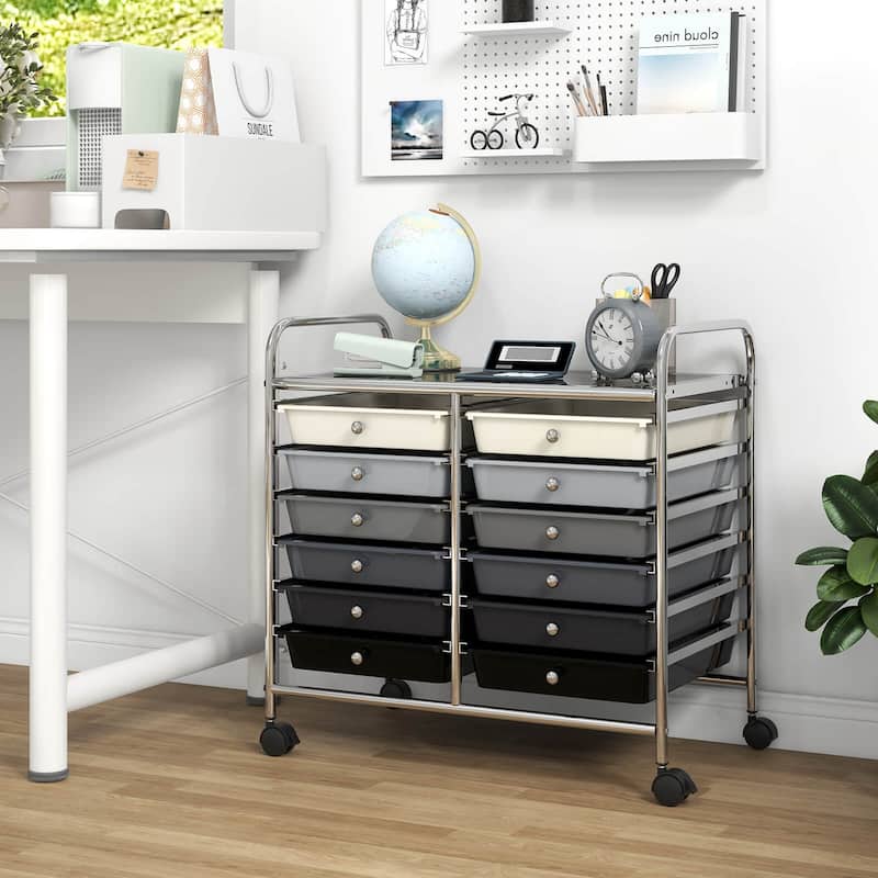 Costway 12 Drawers Rolling Cart Storage Scrapbook Paper Studio - See Details