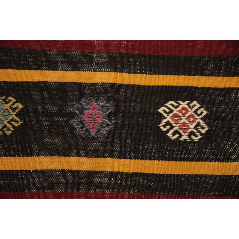 Hand Woven Oriental 100% Wool Carpet Southwestern Tribal Multi-Colored Kilim Area Rug - 11' 5'' X 5' 7''