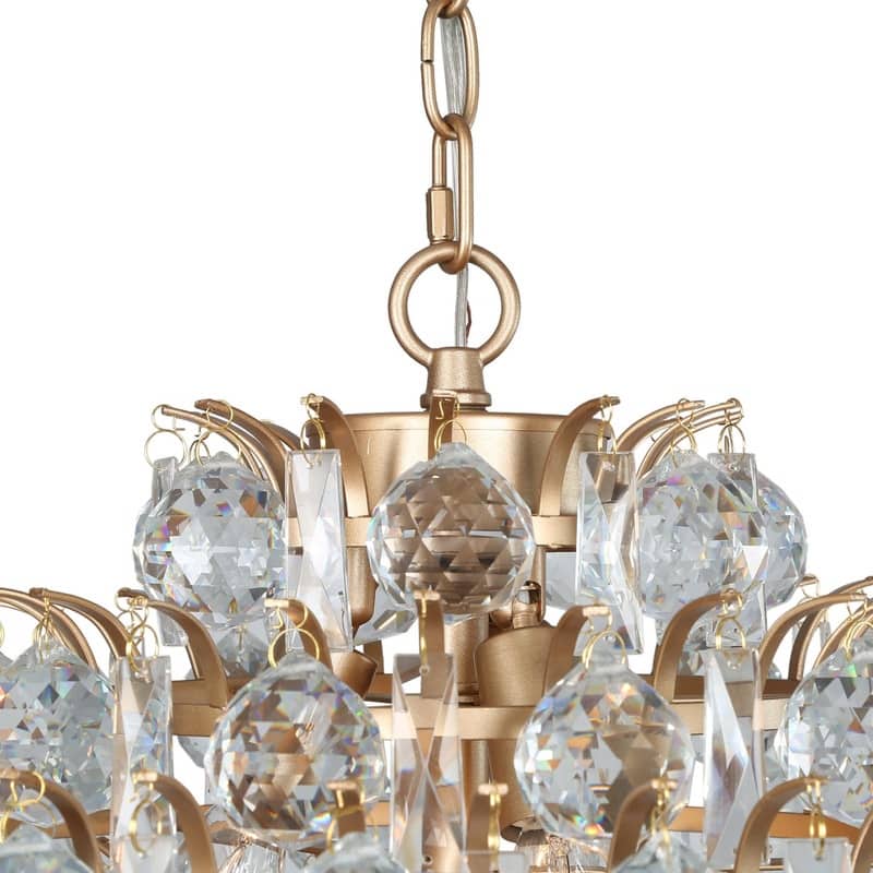 Modern Glam Tiered Crystal Globe Empire LED Farmhouse Chandelier Kitchen Island Pendant Lights for Foyer - D15" xH14.5"