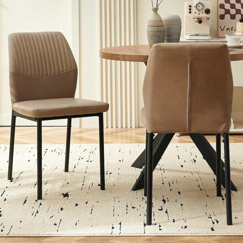 Howtai Upholstered Dining Chair Faux Leather,Metal Legs