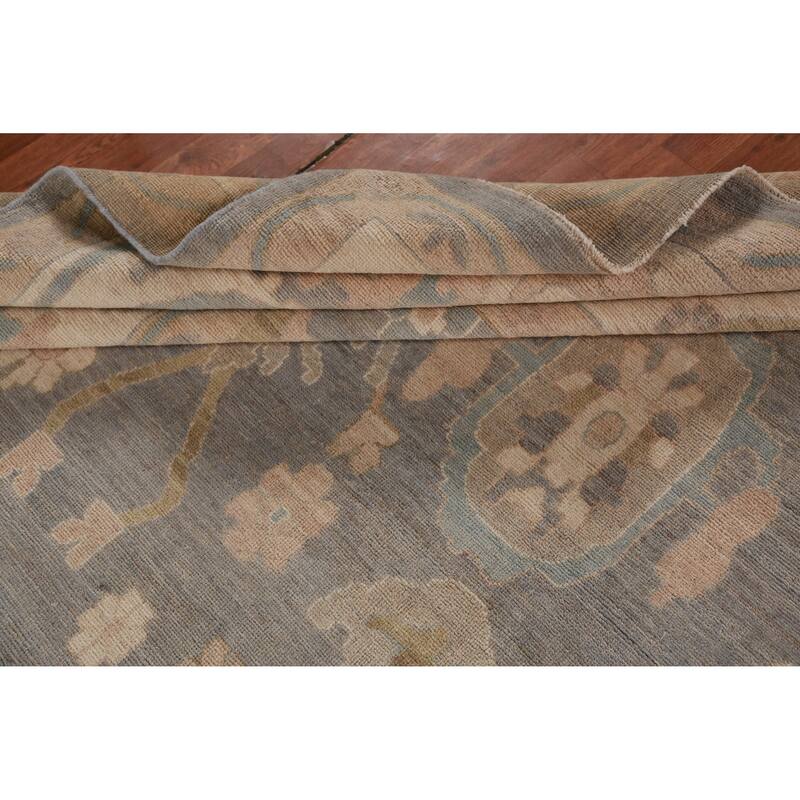 Hand Knotted Oriental 100% Wool Carpet Transitional All-Over Greys & Charcoal Oushak Area Rug - 13' 10'' X 10' 2''
