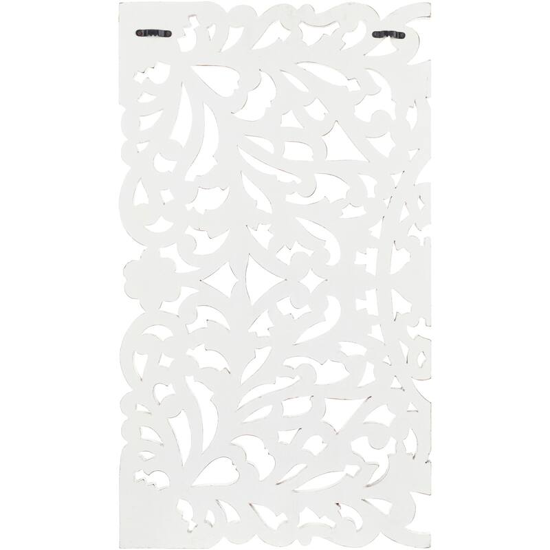 Norma Floral Hand Carved White Wooden 48x28-inch 3-Panel Wall Art