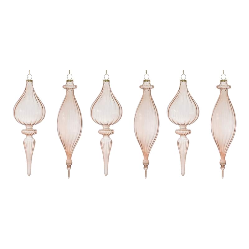 Ribbed Glass Finial Ornament (Set of 6)