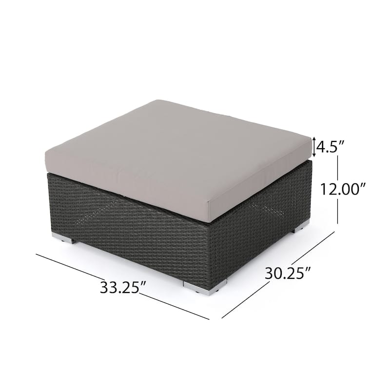 Santa Rosa Wicker Outdoor Ottoman with Cushion by Christopher Knight Home