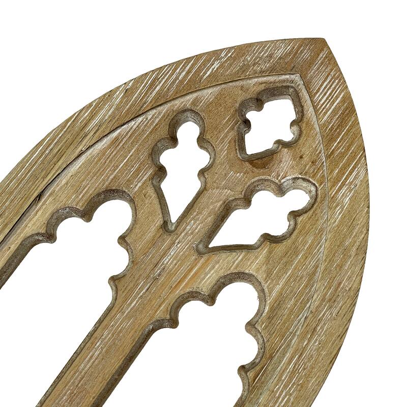 Washed Wood Gothic Arch Window Frame Wall Decor 2 Piece Set