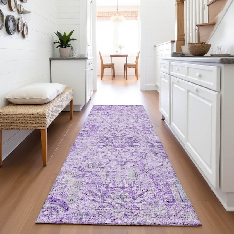 Premium Washable Super Soft Traditional Farmhouse Mayfield Rug - Lavender - 2'3" x 7'6"