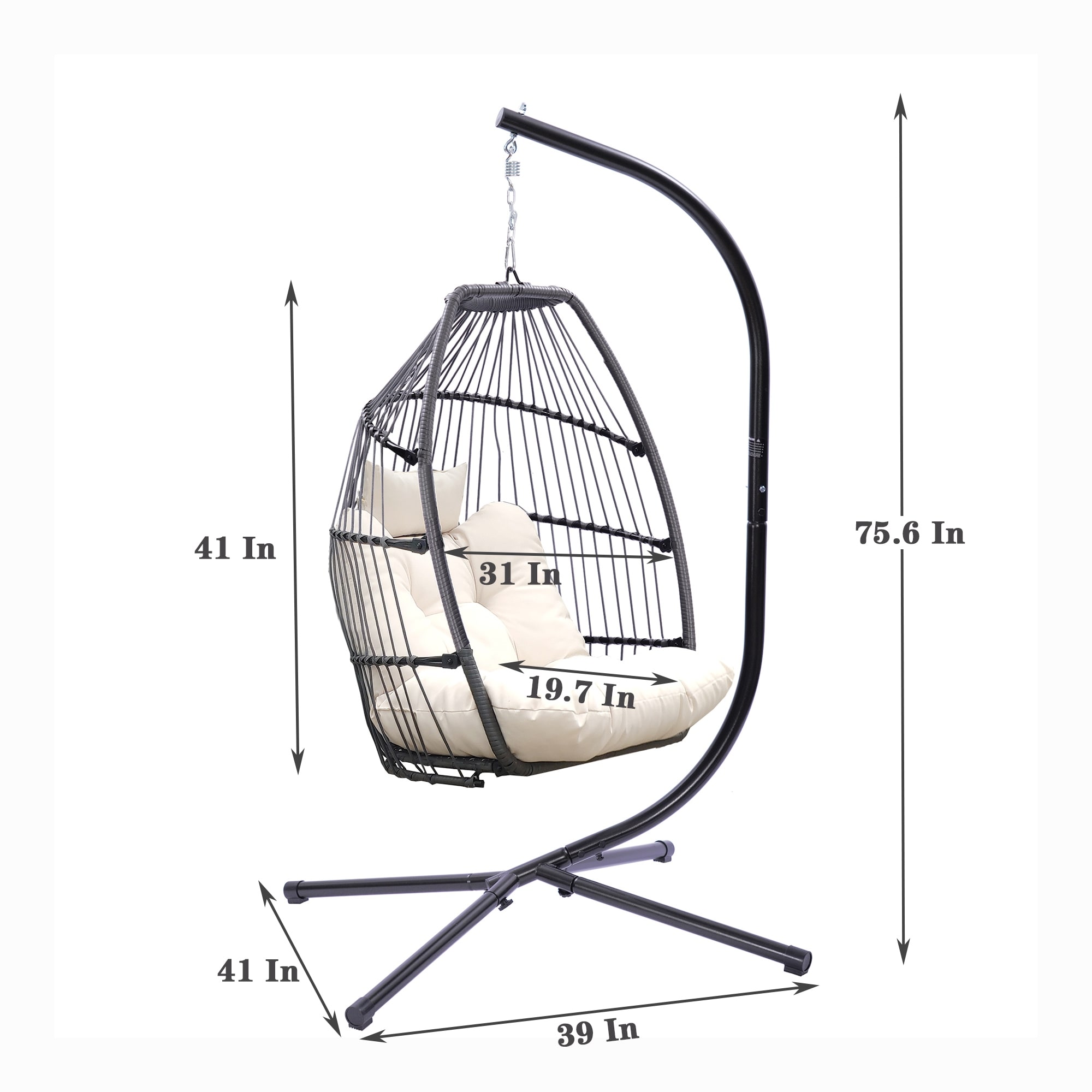 Outdoor Patio Wicker Folding Hanging Chair Rattan Swing Hammock