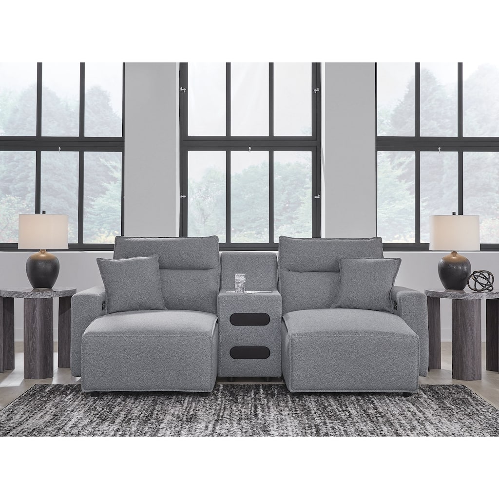 Signature Design by Ashley Modmax Gray 3-Piece Power Reclining Sectional with Chaise - 100" W x 63" D x 41" H