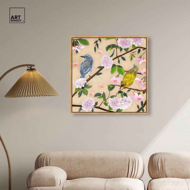 Birds Cuddle Canvas by Art Remedy