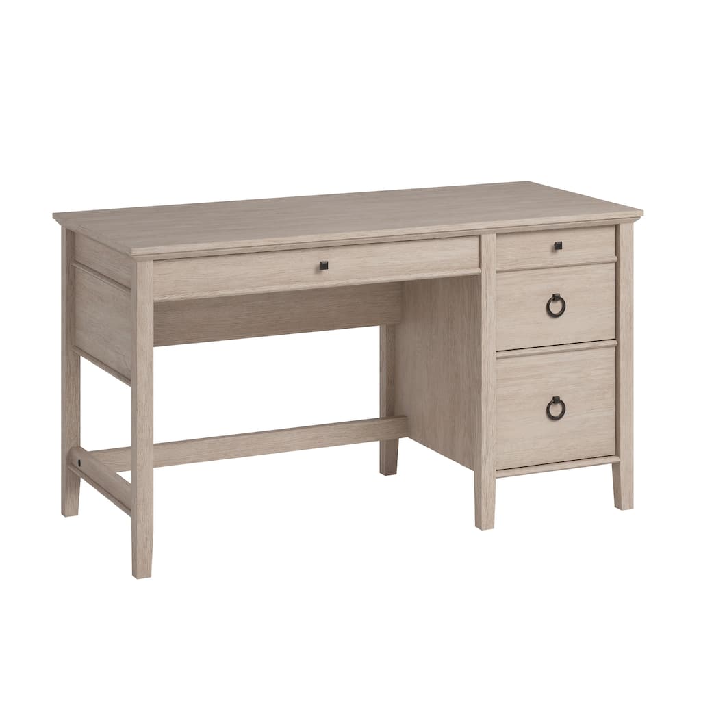 Anmytek Light Oak Writing Desk with 3 Drawers and X Base Farmhouse Home Office and Study Desk