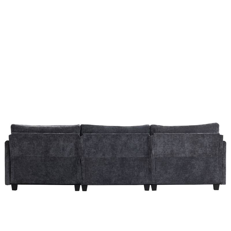 Chenille Upholstered 3 Seater Sofa, Cloud Sofa with 2 Pillows, Deep Seat Sofa with Storage Pocket for Living Room, Apartment
