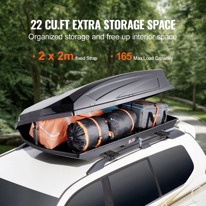 Rooftop Cargo Carrier for most Crossbar, for Car, Wagon, SUV - 22 cu.ft 20.8-40.5 inch