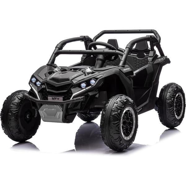 slide 2 of 30, 24V Kids Ride On Utv,2-Seater 4WD Off Road Electric Vehicle with Remote Control Black