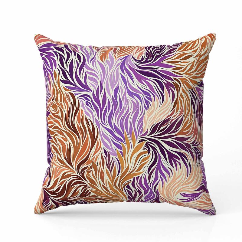 Leafy Whirl Indoor/Outdoor Reversible Throw Pillow Purple and Orange