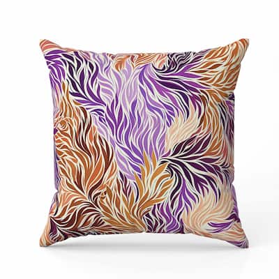 Leafy Whirl Indoor/Outdoor Reversible Throw Pillow Purple and Orange