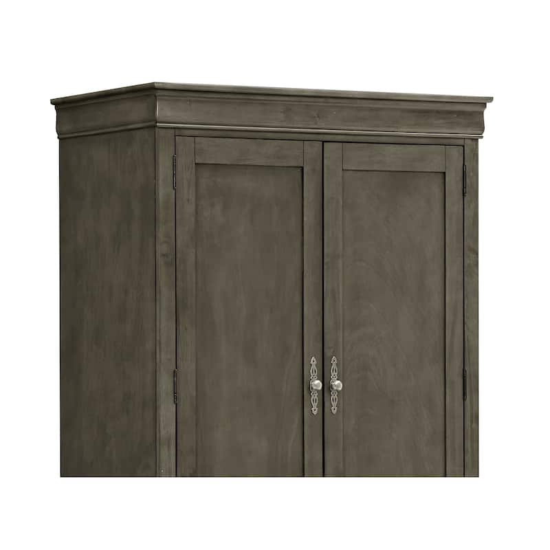 Wooden Armoire with 2-Drawers - 78" - Gray