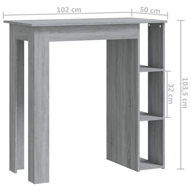 vidaXL Bar Table Kitchen Pub Table Bistro Table with Shelf Engineered Wood - 40.2" x 19.7" x 40.7"