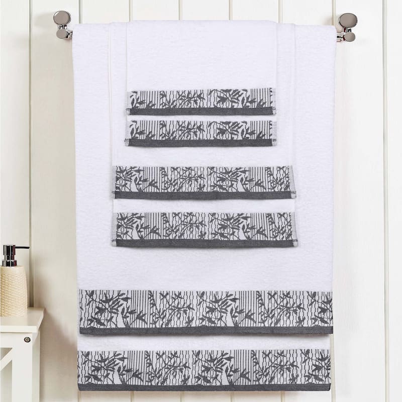 Superior Wisteria Cotton Floral Jacquard 6 Piece Bathroom Towel Set