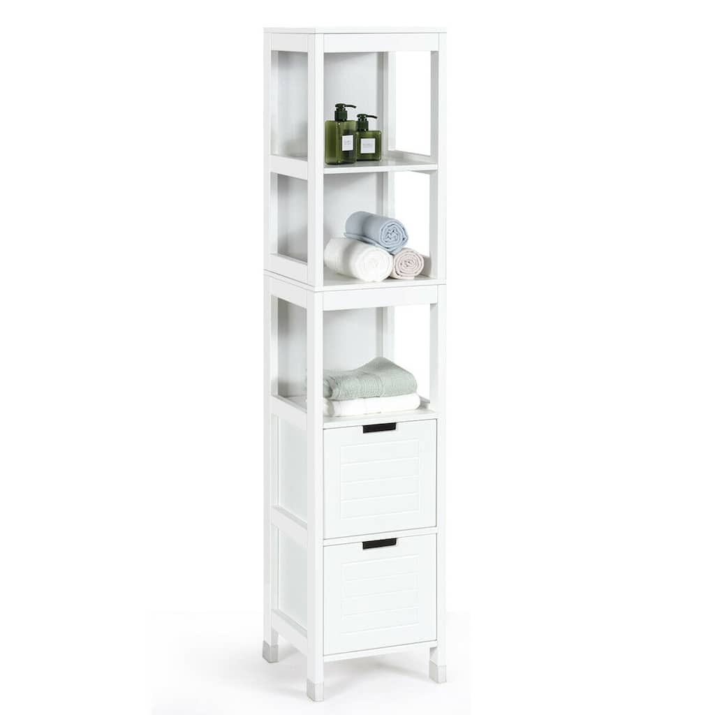 Gymax Bathroom Floor Cabinet Multifunctional Storage Organizer 5Tier