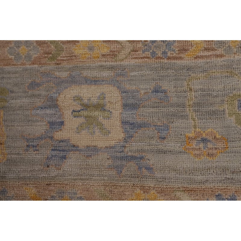 Blue Vegetable Dye Oushak Turkish Area Rug Hand-Knotted Wool Carpet - 9'6"x 12'1"
