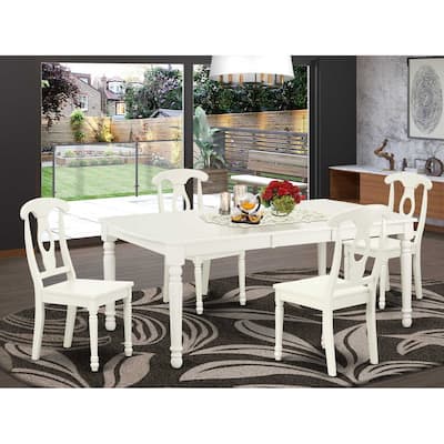 Rectangular Dining Table Set 5pc Old World Charm 60x78 Inch Table w/ Leaf & 4 Chairs