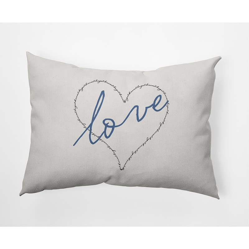 Love with Hugs and Kisses Valentine's Day Decorative Indoor Pillow - 14" x 20" - Cadet Blue