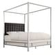 preview thumbnail 5 of 8, Solivita King-size Canopy Chrome Metal Poster Bed by iNSPIRE Q Bold Tufted Dark Grey Linen - King