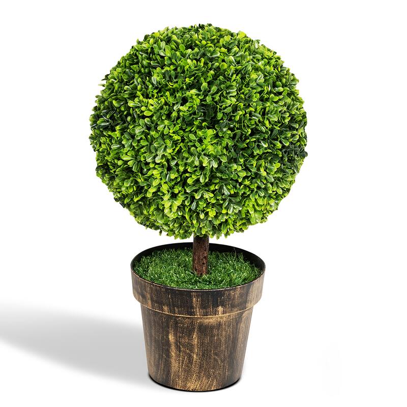 2PCS 22" Round Artificial Boxwood Topiary Tree Home Office Outdoor - See Details