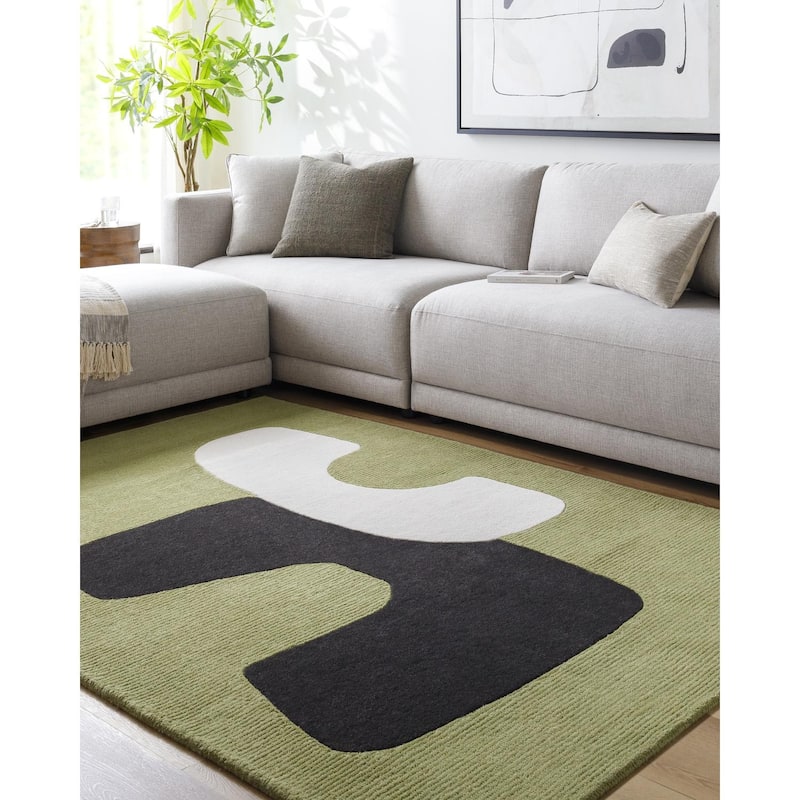 Livabliss Rossi Modern Abstract Area Rug - Green/Black - 2' x 3'