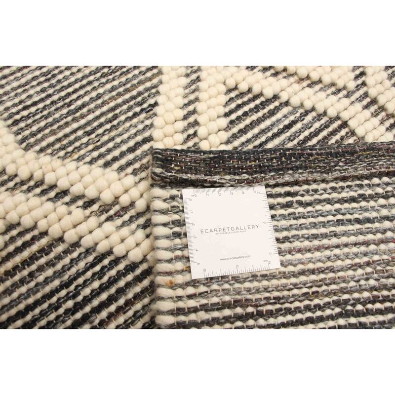 ECARPETGALLERY Braid weave Sienna Grey Wool Rug - 5'4 x 7'5