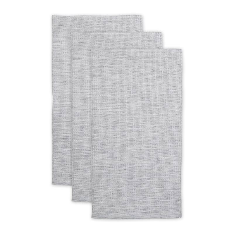 Leather Brown And Off-White Tonal Recycled Cotton Waffle Dishtowel (Set of 3) 20x30