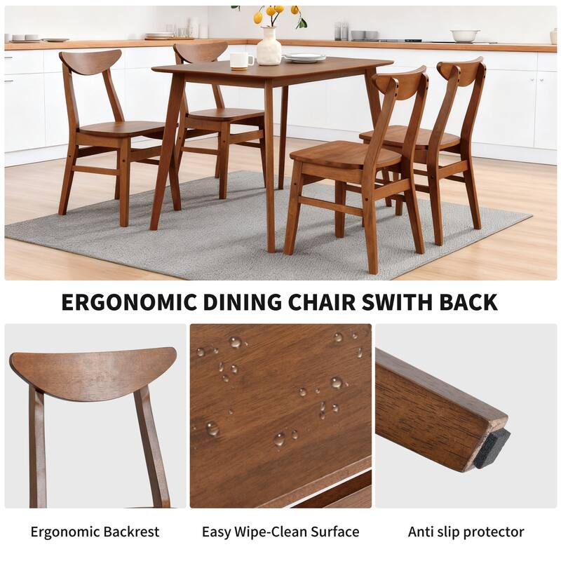 Mid-Century 5-Piece Wood Rectangular Dining Set