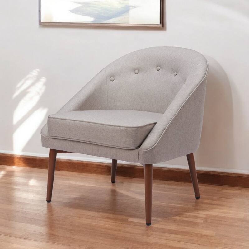 HomeRoots 28" Gray And Brown Fabric Tufted Barrel Chair - 28.3' X '31.7' X '30.3 - 28.3' X '31.7' X '30.3
