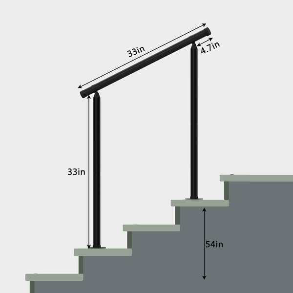 3 Step Handrails for Outdoor Steps,Black Deck Railing Kit,Outdoor Stair ...