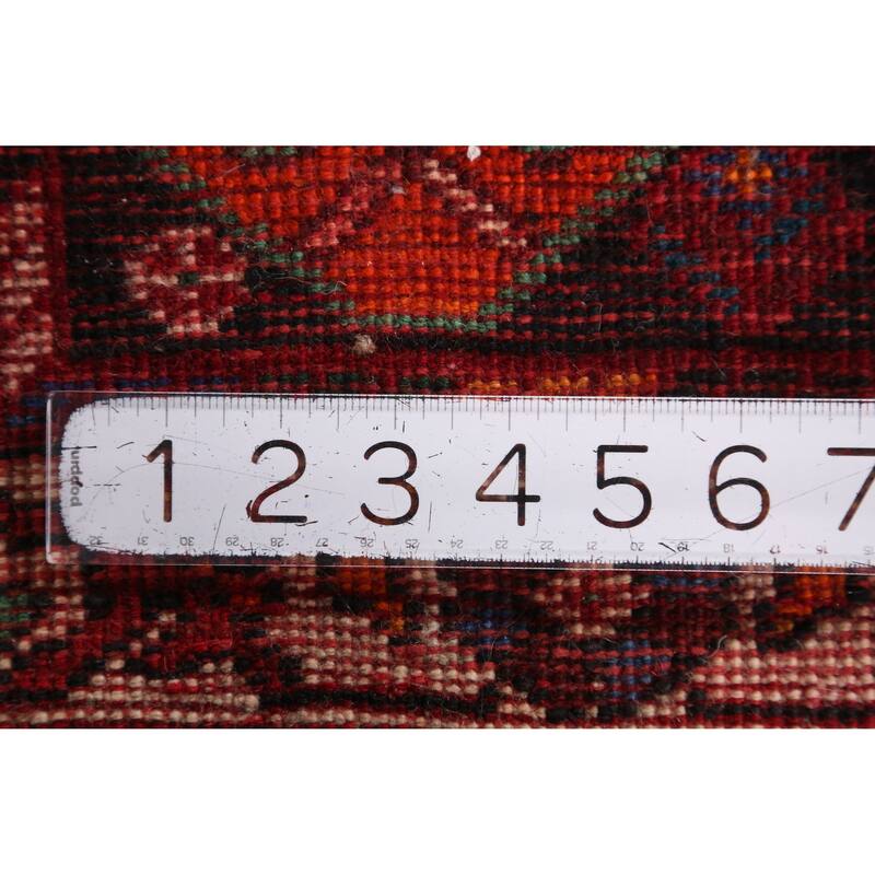 Hand Knotted Oriental 100% Wool Carpet Traditional Tribal Red Shiraz Runner Rug - 10' 8'' X 3' 2''