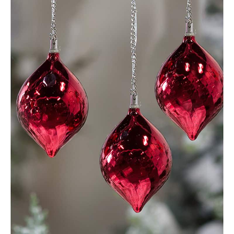 Color Changing Mercury Glass Solar Ornaments, Set of 3