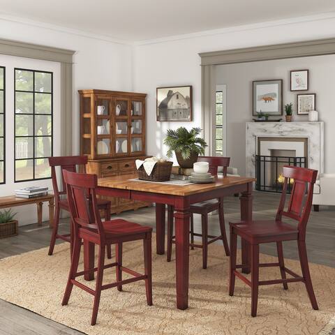 Elena Berry Red Extendable Counter Height Dining Set with Panel Back Chairs by iNSPIRE Q Classic