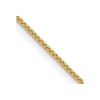 Curata 14k Yellow Gold Polished 9" 0.9mm Box Chain Anklet (Lobster Claw)