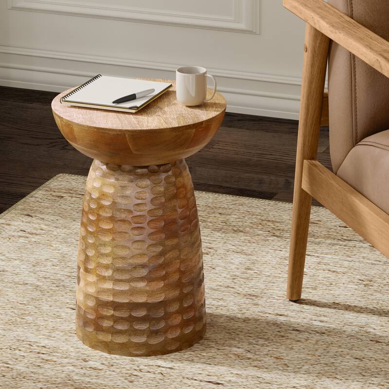 WYNDENHALL Willis 13" Wide Solid Wood Contemporary Accent Table & Fully Assembled - 12.6" D x 12.6" W x 17.7" H - Natural