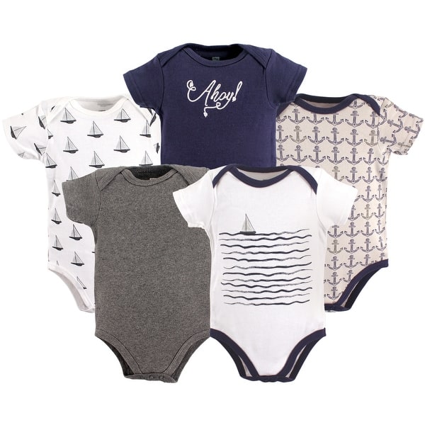 slide 1 of 1, Hudson Baby Infant Boy Cotton Bodysuits 5pk, Sailboat 12-18 Months - Sailboat